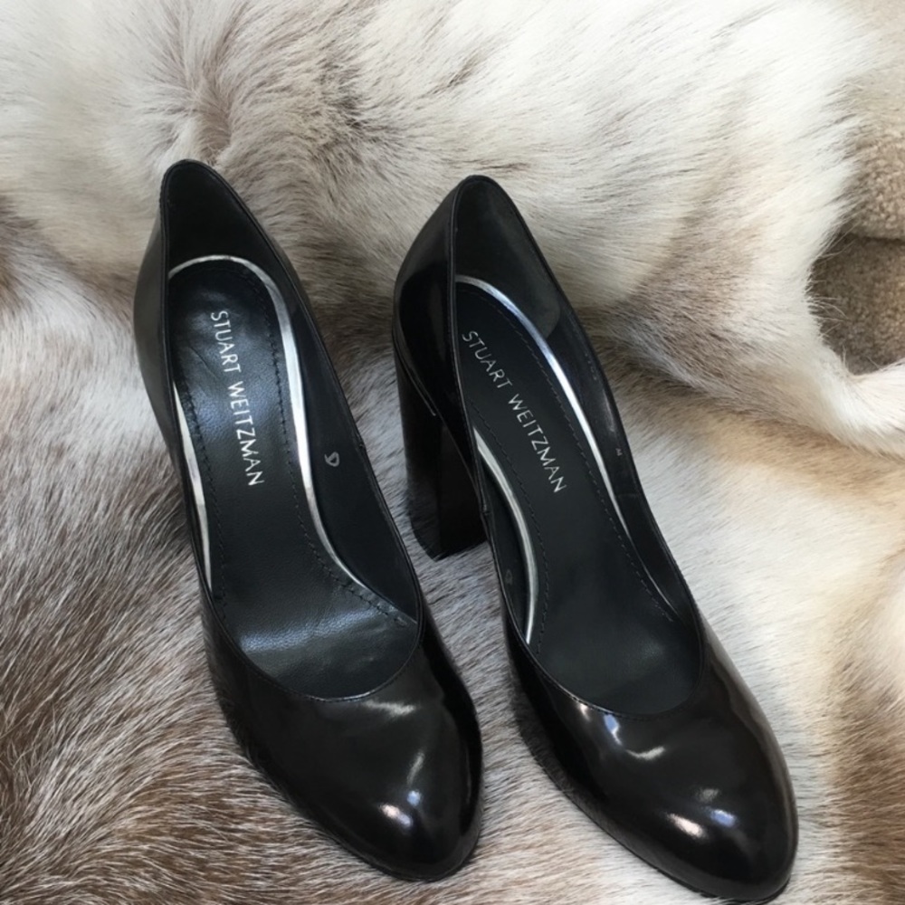 Stuart Weitzman Black Patent Leather High Heel Pumps
